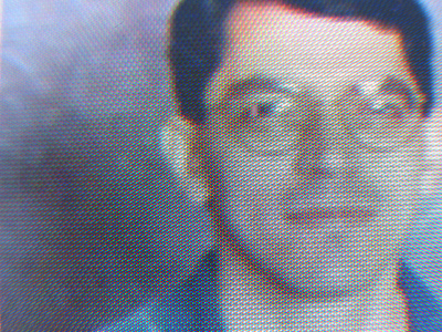 Self-portrait on a computer monitor.