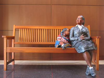 `Waiting for Justice`, by Kyle and Kelly Phelps, in the lobby of the U.D. School of Law.