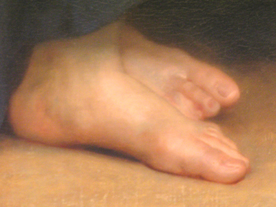 Yes, those are HER feet.  This is the first time I`ve taken a picture of the actual painting.