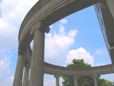 Outside the U.D. Athletics building.  What is an arch turned on its side called?
