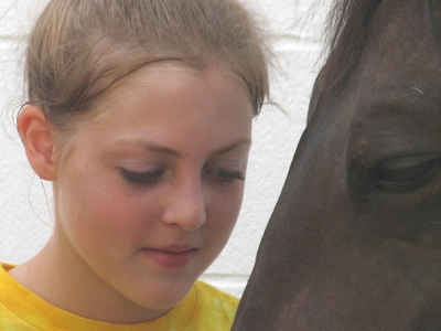 Awaiting the results of the horse grooming competition.