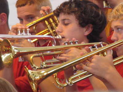 A pep band kept the auction exciting.