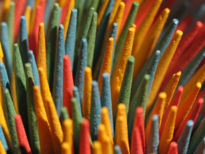 A microscopic view of what your teeth look like after eating Froot Loops.