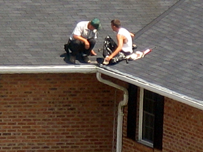 `I TOLD you to keep an eye on the ladder!`