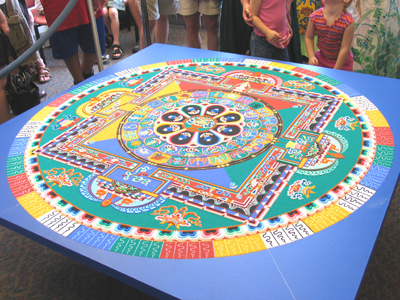The finished mandala, minutes before it was swept up and dispersed into the river.