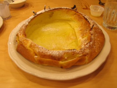 A baked Dutch pancake.