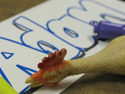 Table tents and toys:  looks like a Human Resources training seminar.