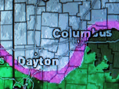 I just looked out the window and saw this ominous pink band in the sky.