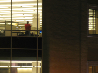 Burning the midnight electricity.