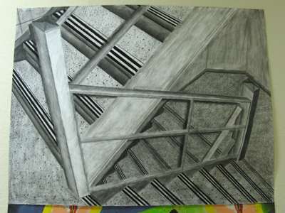 When I saw this drawing on the wall of the art building, I immediately remembered the location . . . 