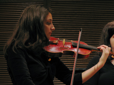 First violinist Sarah Nade.