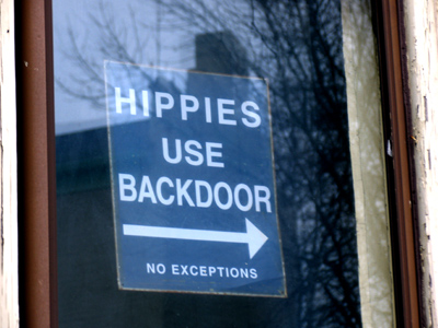 Being a dedicated member of the establishment, I go in the front.