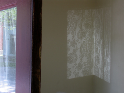 As the sun descended, my front door cast a lacy apparition.