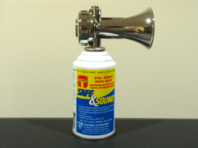 I went to my first neighborhood association meeting tonight -- to pick up an air horn to scare away birds.