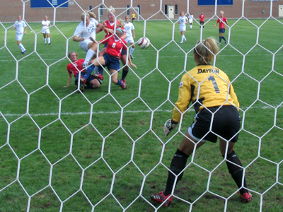 None of my sideline companions got THIS shot, as the ball went TOINK! off the post, but then FRRUPP! into the net.