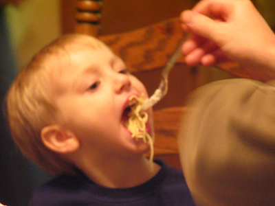 Fueling up for more trips down the slide.