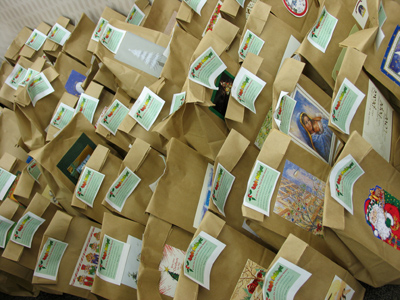 Also at the Christmas party, gift bags for every student employee . . . 