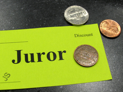 At lunch, I just left my change on the table rather than mess with the metal detector on the way back to the courtroom.