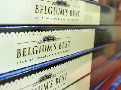 I resisted the temptation of dozens of boxes of chocolate, each one about FOUR FEET LONG.