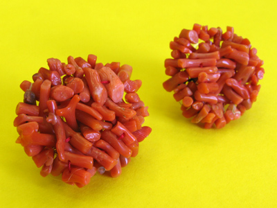 Handmade coral earrings.
