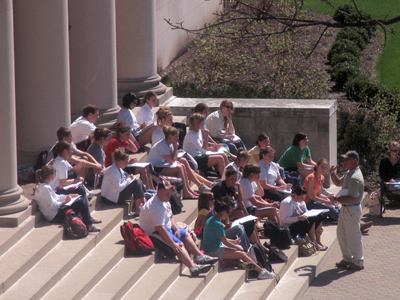 It was a nice day to hold class outside . . . 