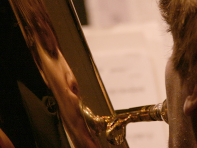 Tooting his own horn.