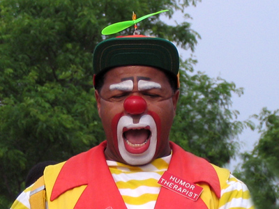 He tells his family he`s a humor therapist.