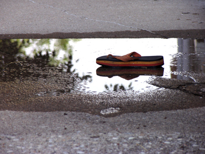 Kick off your shoes!  It rained last night.