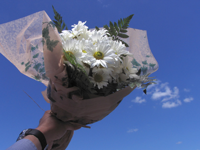 I sure hope she likes the flowers . . . 