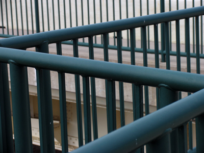 Green handrail -- nothing more.