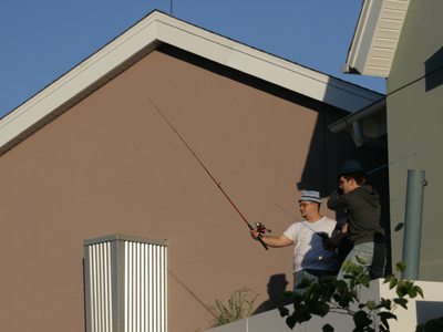 When I was in college I knew a guy who hit golf balls off the roof (which I thought was reckless driving).