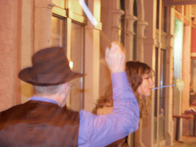 Man with whip, woman with flower in mouth -- guess what happened next.
