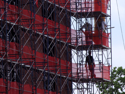 Though the parking lot project is finished, work continues uninterrupted elsewhere on campus.  Hey guys, I said WORK CONTINUES UNINTERRUPTED!
