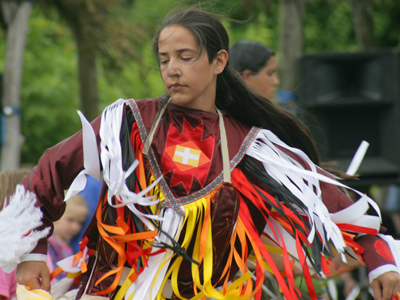 It includes singing, drumming and dancing in traditional costumes.