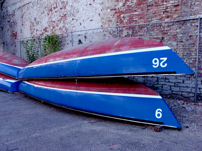 Red, white and blue on the ground.