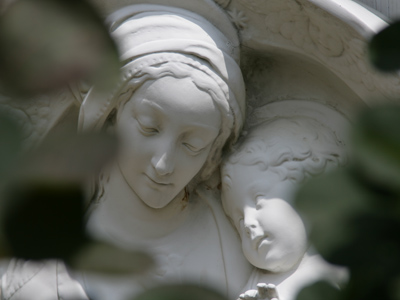 In the chapel garden.