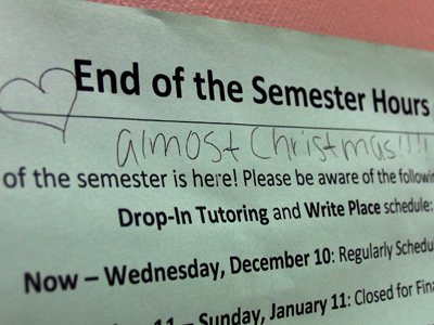 Students are excited about going home for Christmas.  I`m excited that there won`t be any students around.