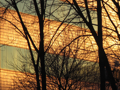 Some building in Kettering at sunset.