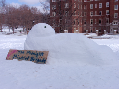 Hugh, the manatee -- in front of the Humanities building.  Get it?