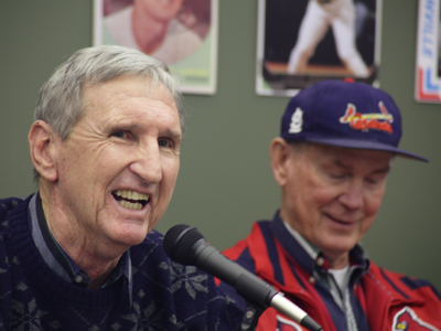 Retired professional baseball players talk about the old days of bean balls, bus rides and $35 a week salaries.