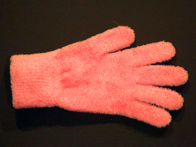 Mary forgot her pink glove.