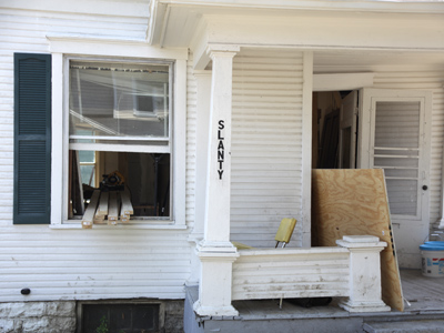 It would be kind of a shame if renovating the slanted house makes it just like all the others (see May 29, 2008).