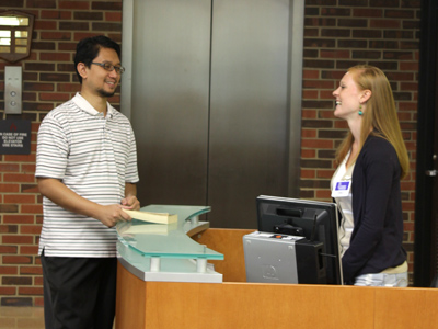 A totally spontaneous moment at the Library Information Desk (see April 7, 2009).
