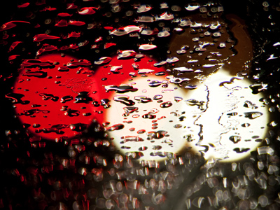 Red:  illegally parked car.  White:  police cruiser.