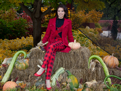 When Mary asked what to wear, I said, `Dress warmly and look like a leaf.` I think she looks decidedly deciduous.