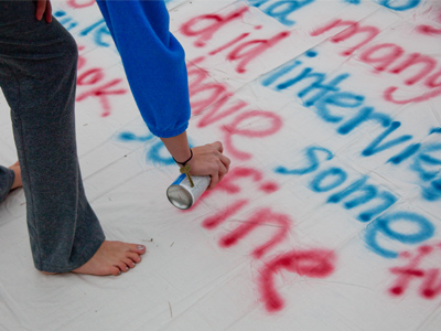 No problem, she can just take this bedsheet home at Thanksgiving and have mom wash it.