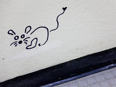 Somebody needs to draw a mousetrap on the wall.