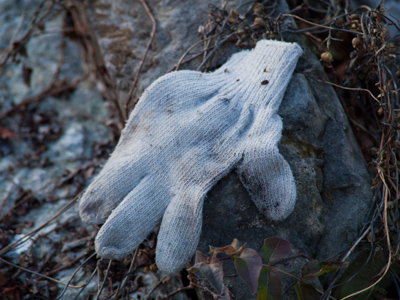 Glove on the rocks.