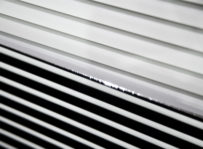 The same window blind, seen from above and below.