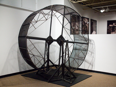 A large sculpture by artist Joseph Daun.  Because it`s in an art gallery, people tend to just stand and stare at it.